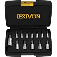 LEXIVON Juego de Llaves de Vaso Torx de Acero aleado S2 Premium | Juego de 13 Piezas Star T8 - T60 | Estuche de…